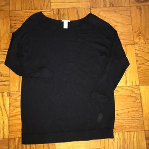 White + Warren Black Sweater Size M